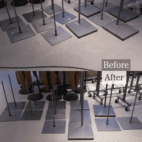 金属の台座表面にできた錆の補修