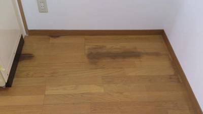 補修前のフローリングの染みの状態