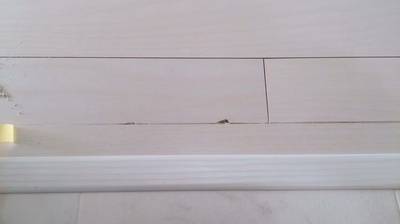 ジョイント部分が欠けているフローリング