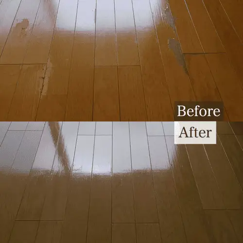 表面が劣化して剥がれたフローリングの補修
