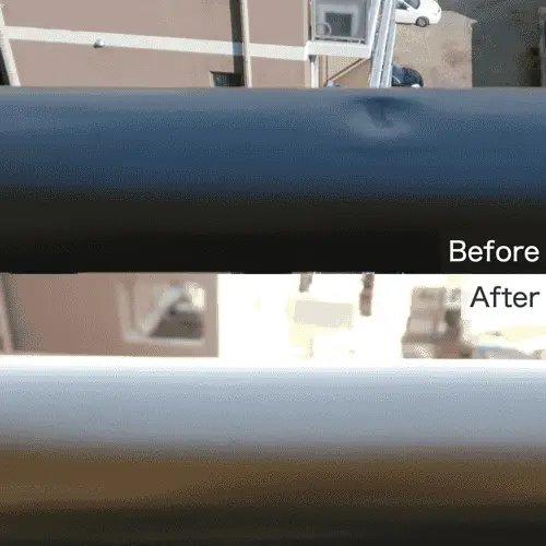 ベランダ手すりの凹み補修