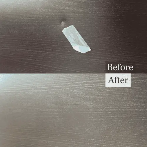 玄関ドア内側の凹みの補修