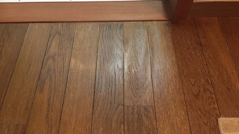 補修後の脱衣所の床。綺麗になりました