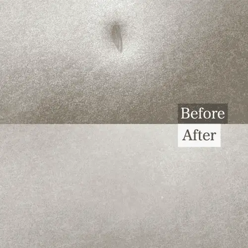 アルミ玄関ドアのシート表面の凹み補修