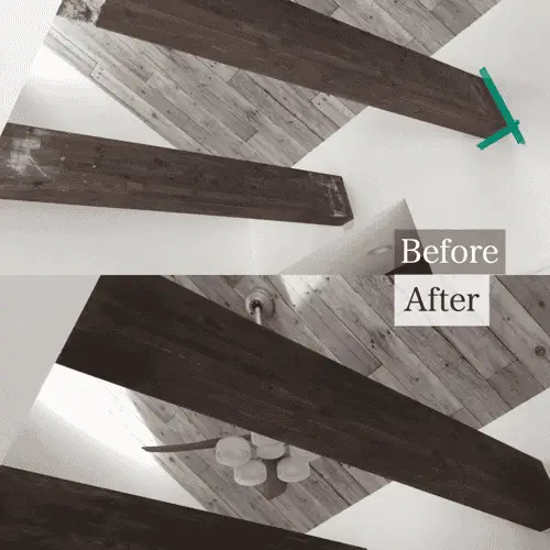 リビング天井の飾り柱の塗りムラの補修