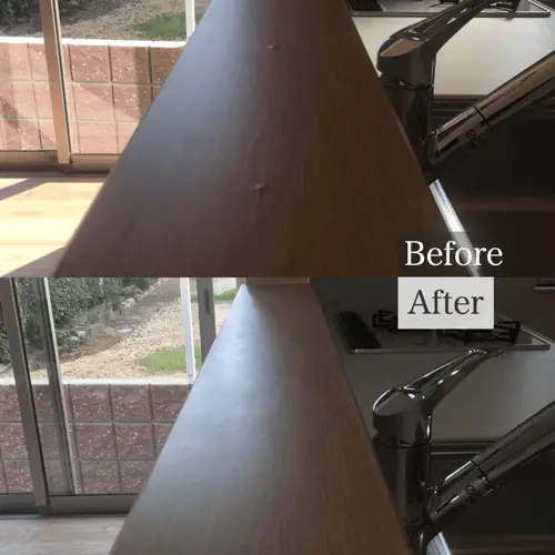 キッチンカウンターの笠木の膨らみの補修