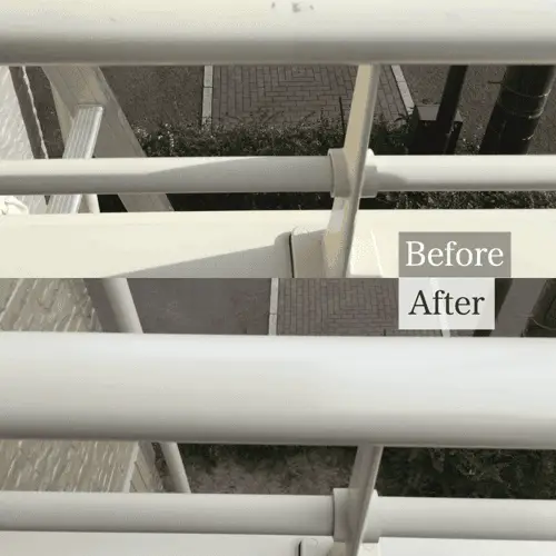 ベランダの白い手すりの凹みの補修