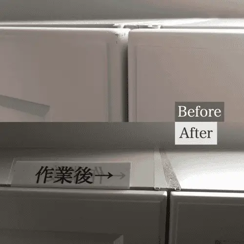 キッチンのカップボードについた傷の補修