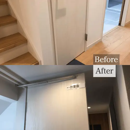 階段下収納のドアストッパーの取付け