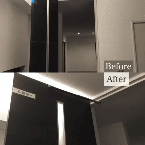 アーム型のドアストッパーの取付け