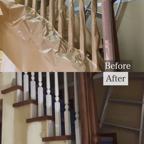 無垢材の階段手すりの塗装