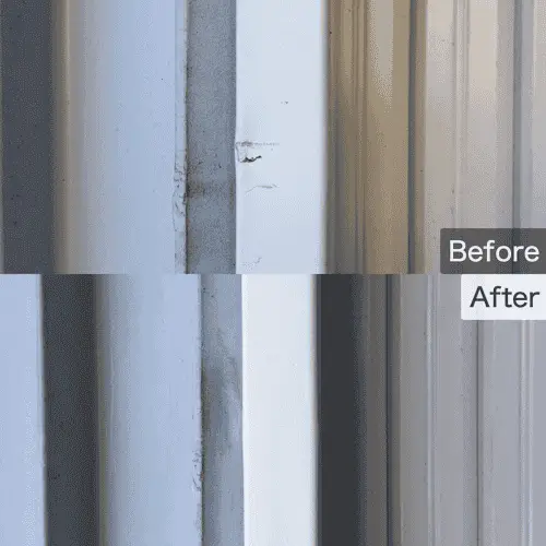 雨戸枠ついた擦り傷の部分塗装補修