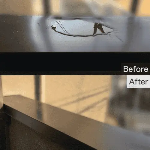 ベランダ笠木の凹み補修