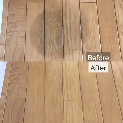 フローリングの植木鉢による丸い変色ジミ補修