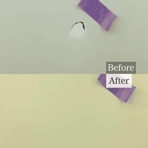 キッチンの吊り戸棚にできた穴の補修