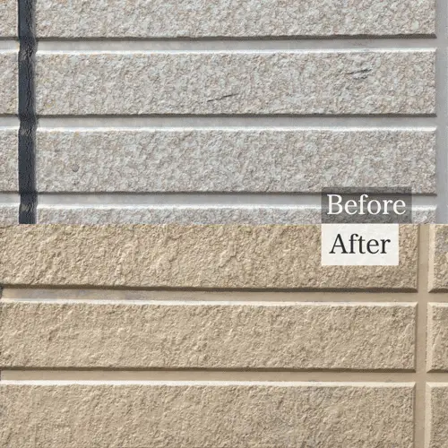 外壁サイディングの欠けのパテ埋めとタッチアップ