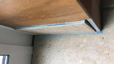 剥がれかけていた玄関の壁面タイルの補修前の状態です