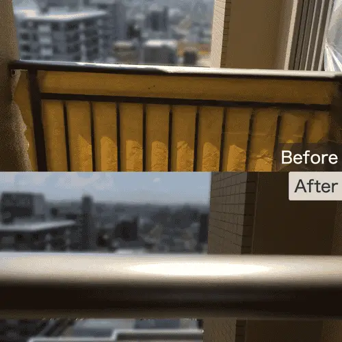 マンション手すりの塗装剥がれ凹み補修