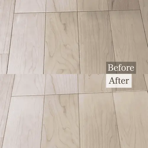 フローリングの継ぎ目付近にできた染みの着色補修