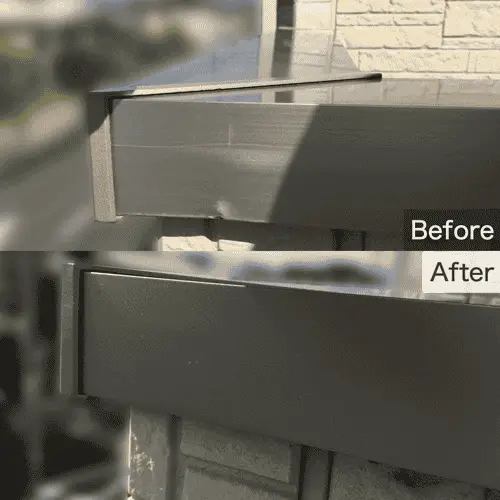 ベランダのアルミの笠木の凹み補修