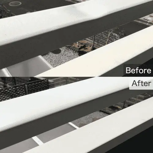 ベランダの白い手すりの凹み補修