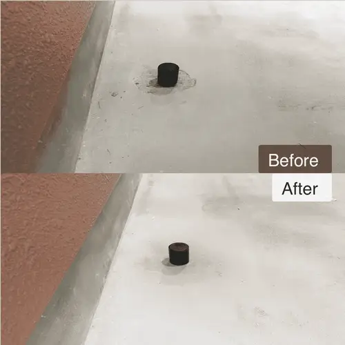 土間コンクリートのドアストッパー跡補修