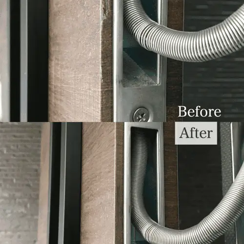 玄関ドア戸先の木目シート傷補修