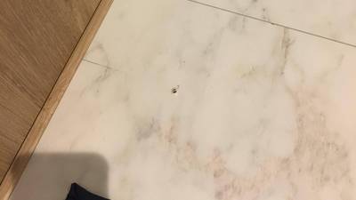 石目調床に開いた小さな穴 補修前