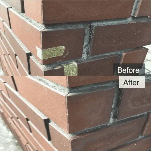 レンガ調タイル門柱の角欠け補修