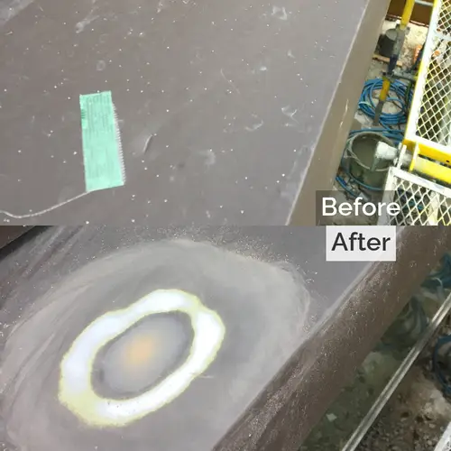 ベランダ笠木の溶接スパッタ跡補修