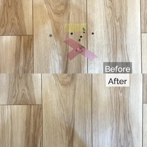 フローリングのビス穴を木目再現で補修