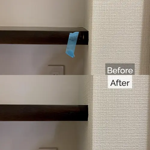 木製棚板の角の欠けを綺麗に補修