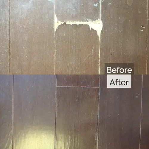 フローリング表面突板の広範囲な剥がれ補修