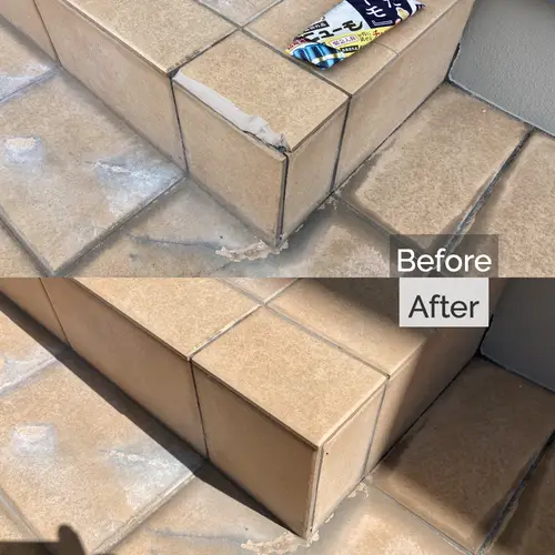 玄関ポーチタイルの欠け補修