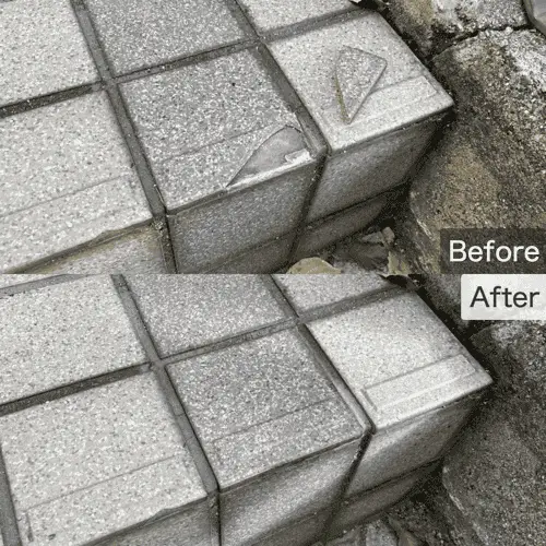 玄関ポーチタイルの角の欠け補修