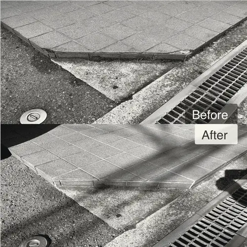 玄関ポーチタイルの角の欠け補修